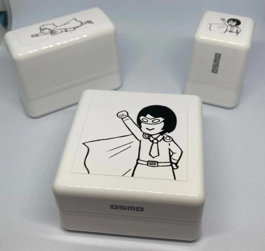 Jackieさんとのコラボで制作した白いOSMOスタンプ3種類の実物写真